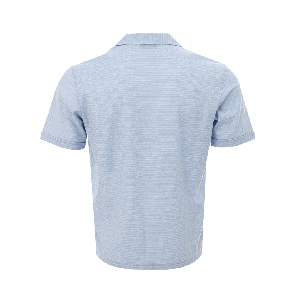 Elegant Light Blue Linen-Cotton Men's Shirt - SEHABRANDS