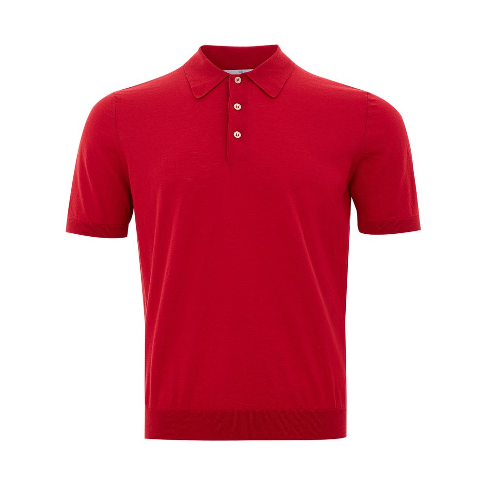 Elegant Italian Cotton Polo Shirt in Vibrant Red - SEHABRANDS