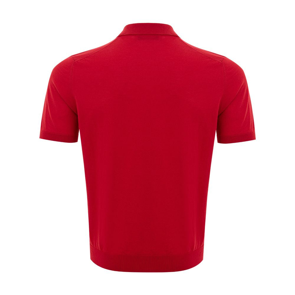 Elegant Italian Cotton Polo Shirt in Vibrant Red - SEHABRANDS