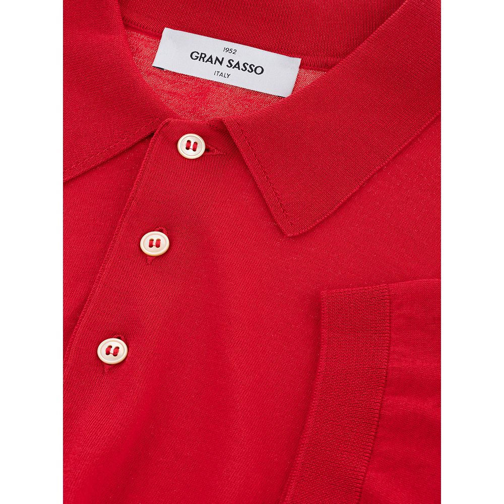 Elegant Italian Cotton Polo Shirt in Vibrant Red - SEHABRANDS