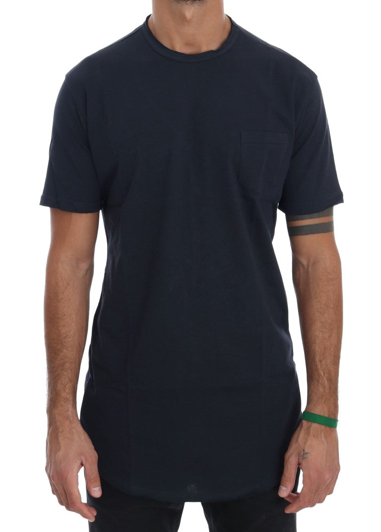 Chic Blue Cotton Crew-Neck Tee - SEHABRANDS