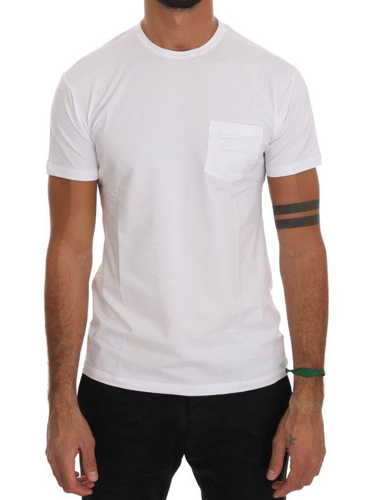 Elegant White Crew-Neck Cotton T-Shirt - SEHABRANDS