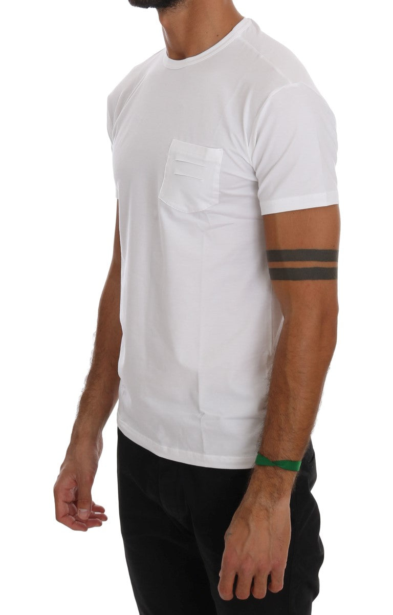 Elegant White Crew-Neck Cotton T-Shirt - SEHABRANDS