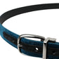 Dolce & Gabbana Blue Velvet Leather Silver Metal Buckle Belt