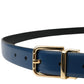 Dolce & Gabbana Blue Calf Leather Gold Metal Buckle Belt Men