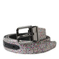 Dolce & Gabbana Multicolor Embellished Silver Metal Buckle Belt