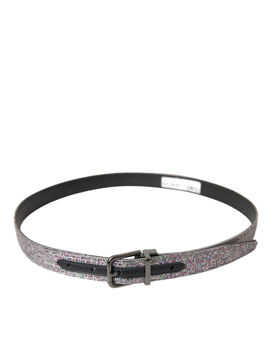 Dolce & Gabbana Multicolor Embellished Silver Metal Buckle Belt