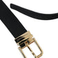 Dolce & Gabbana Black Gros Grain Gold Metal Buckle Belt Men