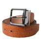 Dolce & Gabbana Brown Exotic Leather Silver Metal Buckle Belt