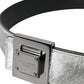 Dolce & Gabbana Silver Leather Square Metal Buckle Belt