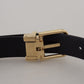 Dolce & Gabbana Black Exotic Leather Gold Metal Buckle Belt