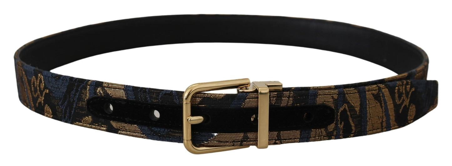 Dolce & Gabbana Multicolor Jacquard Leather Logo Buckle Belt