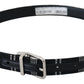 Dolce & Gabbana Black White Cotton Metal Silver Buckle Belt