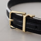 Dolce & Gabbana White Black Patchwork Gold Metal Buckle Belt