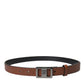 Dolce & Gabbana Dark Brown Leather Square Metal Buckle Belt