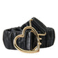 Dolce & Gabbana Black Leather Gold Heart Metal Buckle Belt