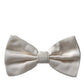 Dolce & Gabbana Off White Silk Adjustable Neck Men Bow Tie