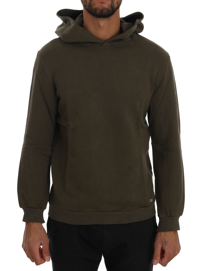 Elegant Green Cotton Hooded Sweater - SEHABRANDS