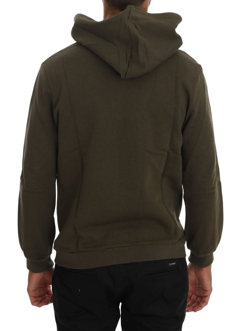 Elegant Green Cotton Hooded Sweater - SEHABRANDS