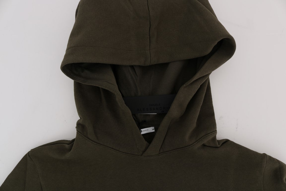 Elegant Green Cotton Hooded Sweater - SEHABRANDS