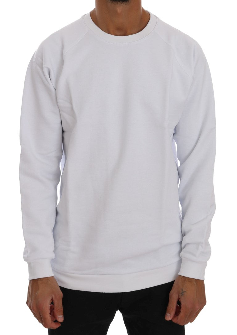 Elegant White Crewneck Cotton Sweater - SEHABRANDS