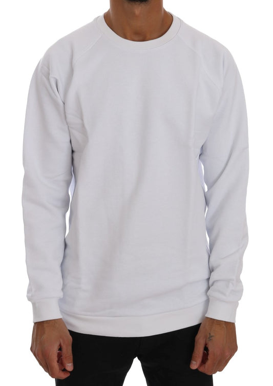 Elegant White Crewneck Cotton Sweater - SEHABRANDS