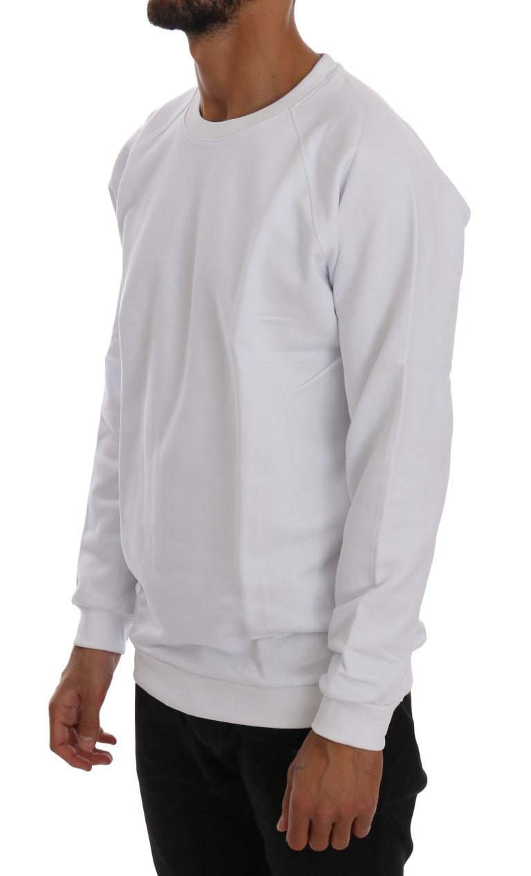 Elegant White Crewneck Cotton Sweater - SEHABRANDS