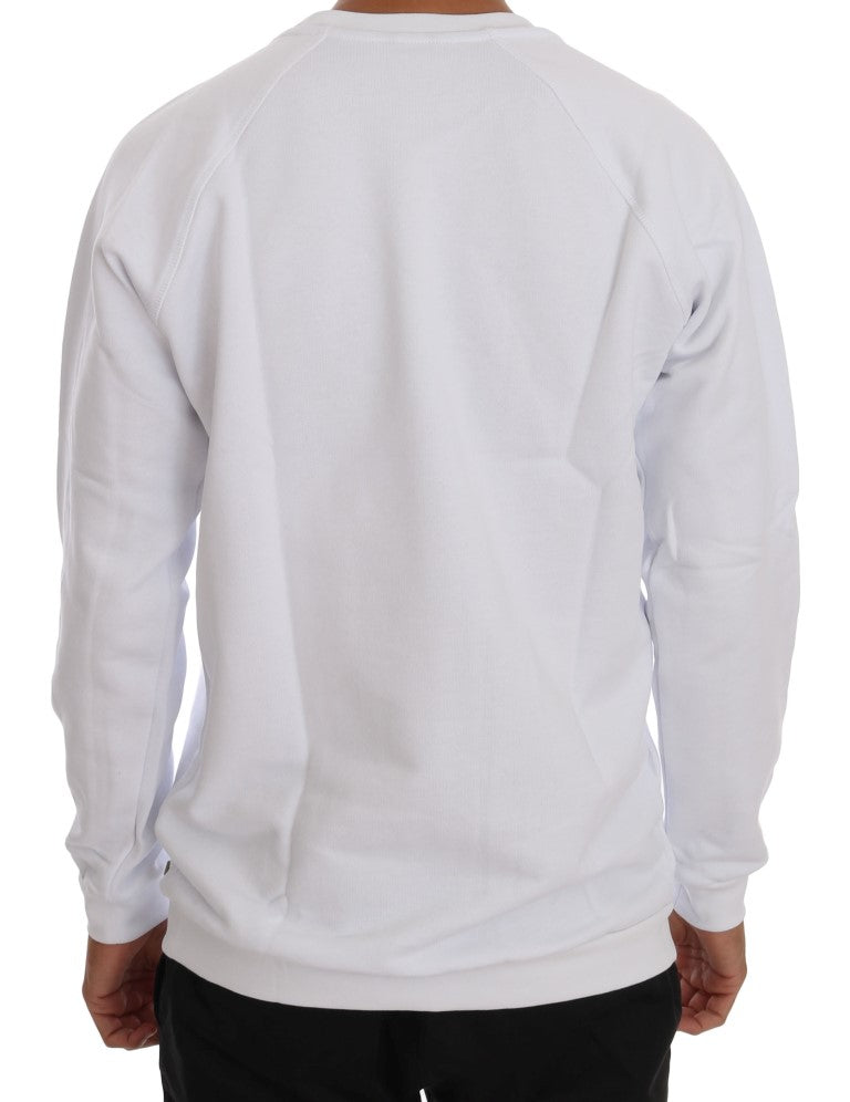 Elegant White Crewneck Cotton Sweater - SEHABRANDS