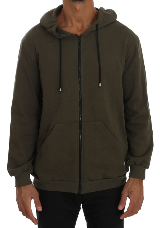 Elegant Green Full Zip Hooded Sweater - SEHABRANDS