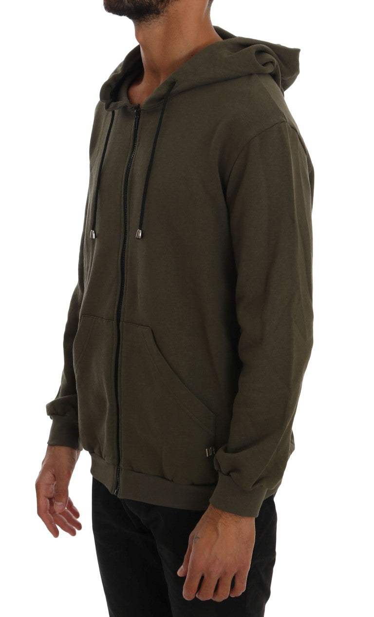 Elegant Green Full Zip Hooded Sweater - SEHABRANDS