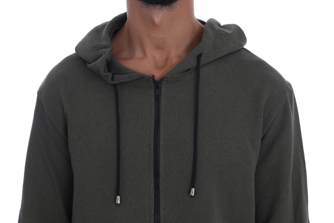 Elegant Green Full Zip Hooded Sweater - SEHABRANDS