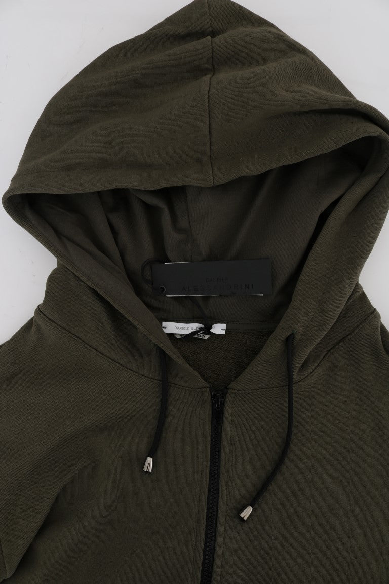 Elegant Green Full Zip Hooded Sweater - SEHABRANDS