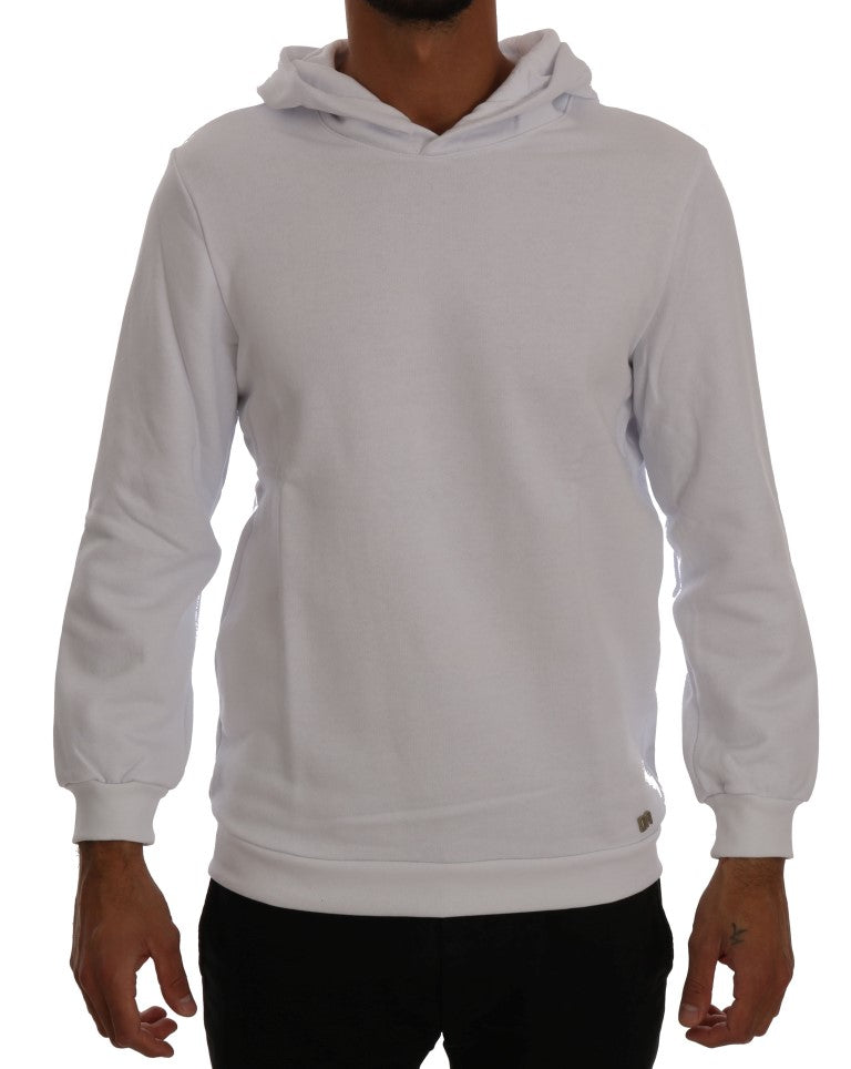 Elegant White Cotton Hooded Sweater - SEHABRANDS