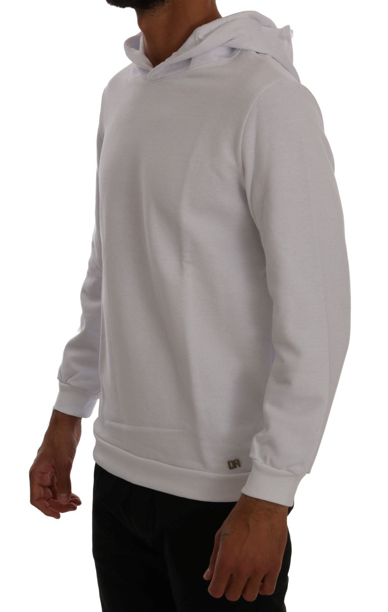 Elegant White Cotton Hooded Sweater - SEHABRANDS