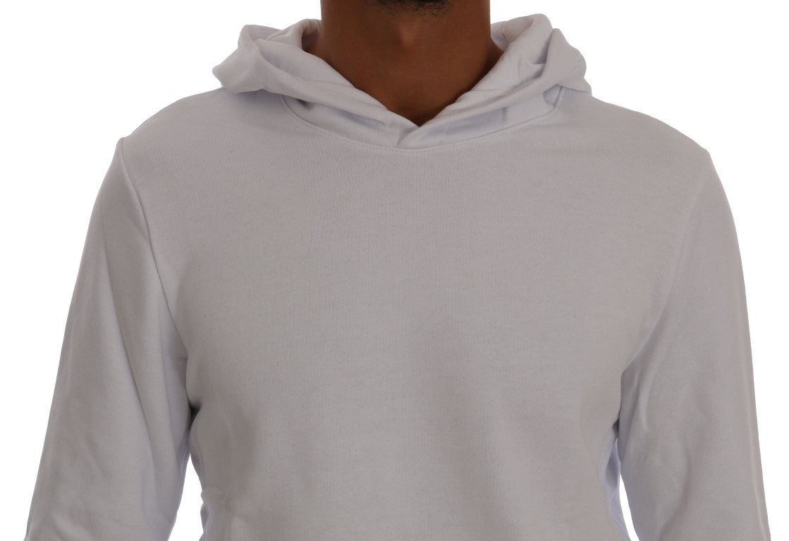 Elegant White Cotton Hooded Sweater - SEHABRANDS