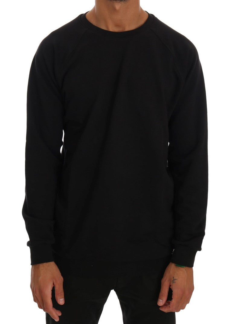 Elegant Black Cotton Crewneck Sweater - SEHABRANDS