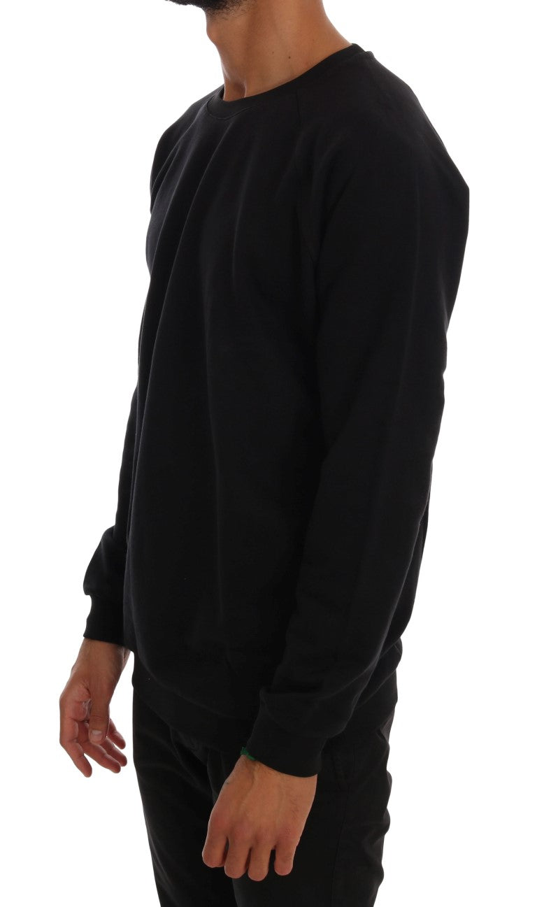 Elegant Black Cotton Crewneck Sweater - SEHABRANDS