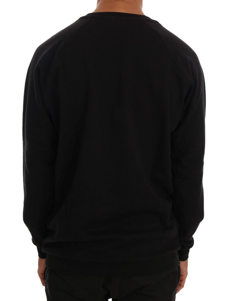 Elegant Black Cotton Crewneck Sweater - SEHABRANDS