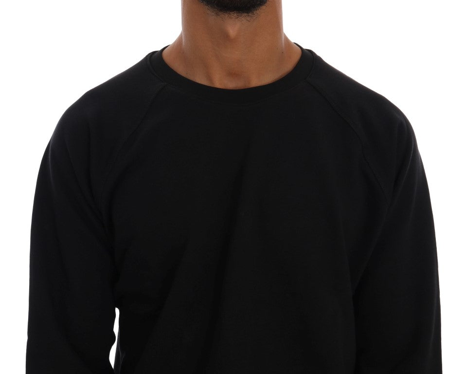 Elegant Black Cotton Crewneck Sweater - SEHABRANDS