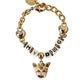 Dolce & Gabbana Gold Tone Brass Chain MY DOG Heart Bracelet