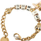 Dolce & Gabbana Gold Tone Brass Chain MY DOG Heart Bracelet