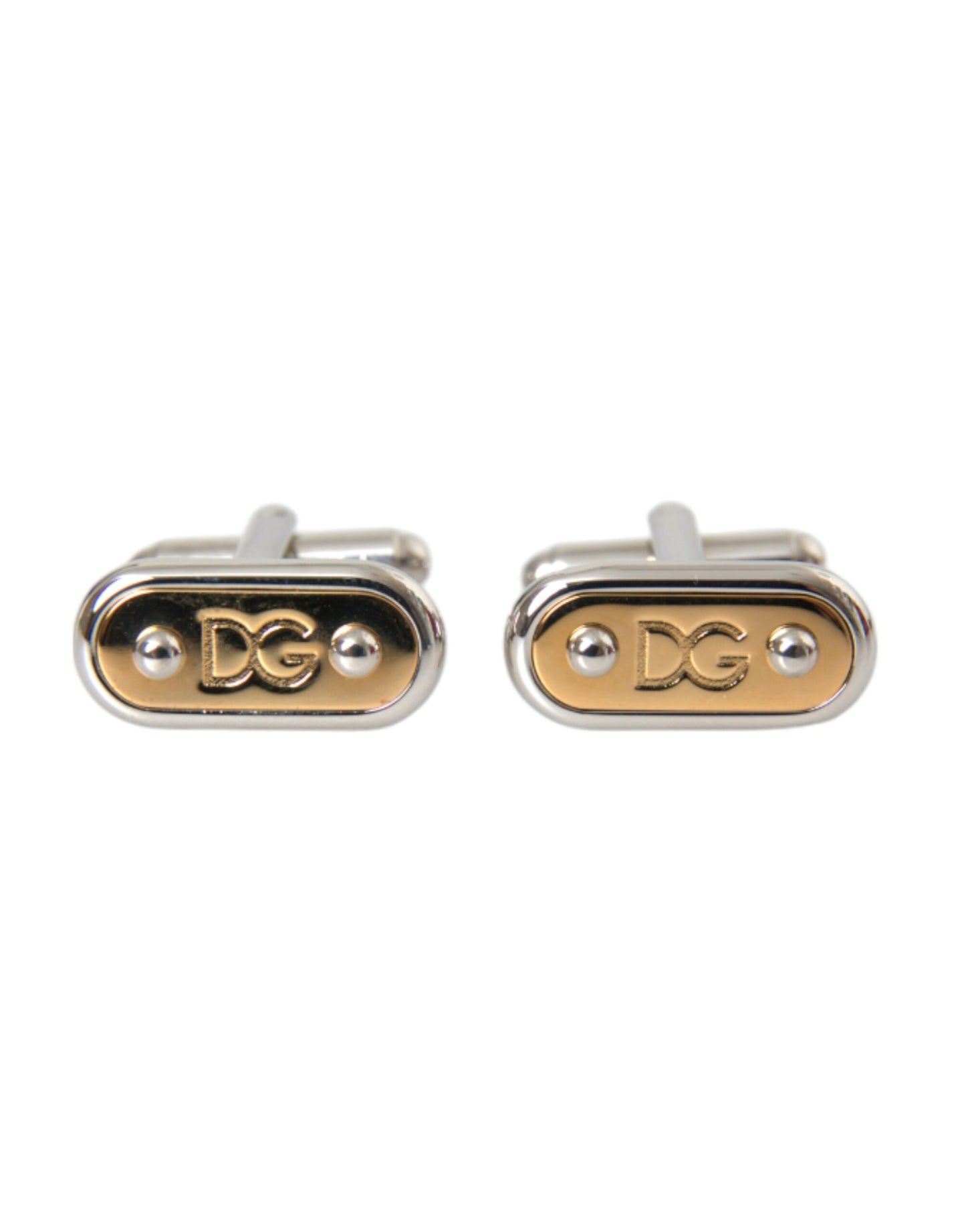 Dolce & Gabbana Silver Gold Plated Metal Brass Pin Cufflinks