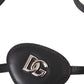 Dolce & Gabbana Black Calfskin Leather Metal DG Logo Eye Patch