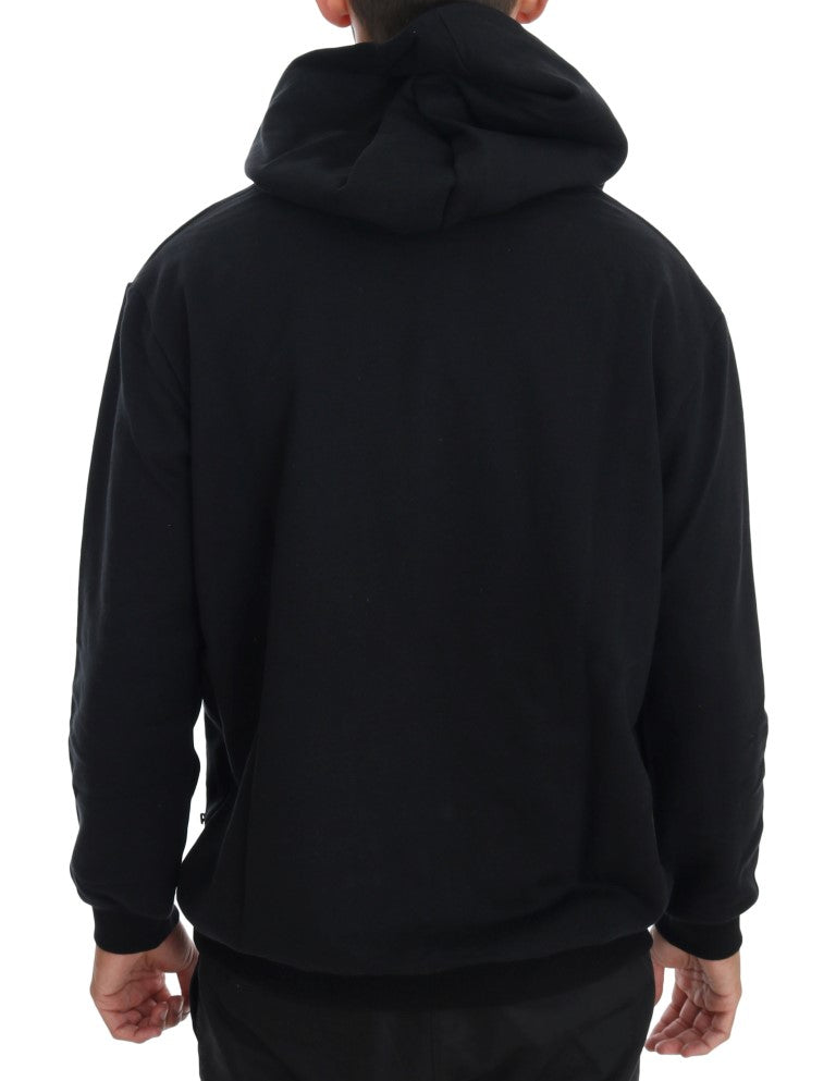 Elegant Black Cotton Hooded Sweater - SEHABRANDS