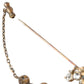 Dolce & Gabbana Gold Brass Crystal Chain 925 Sterling Silver Pin Brooch