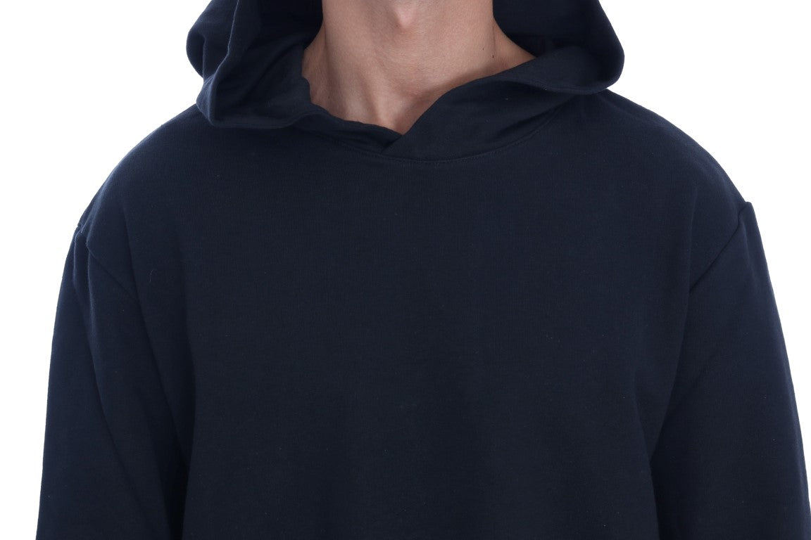 Elegant Black Cotton Hooded Sweater - SEHABRANDS