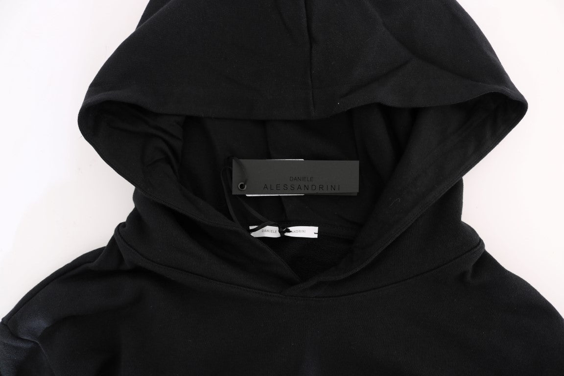 Elegant Black Cotton Hooded Sweater - SEHABRANDS