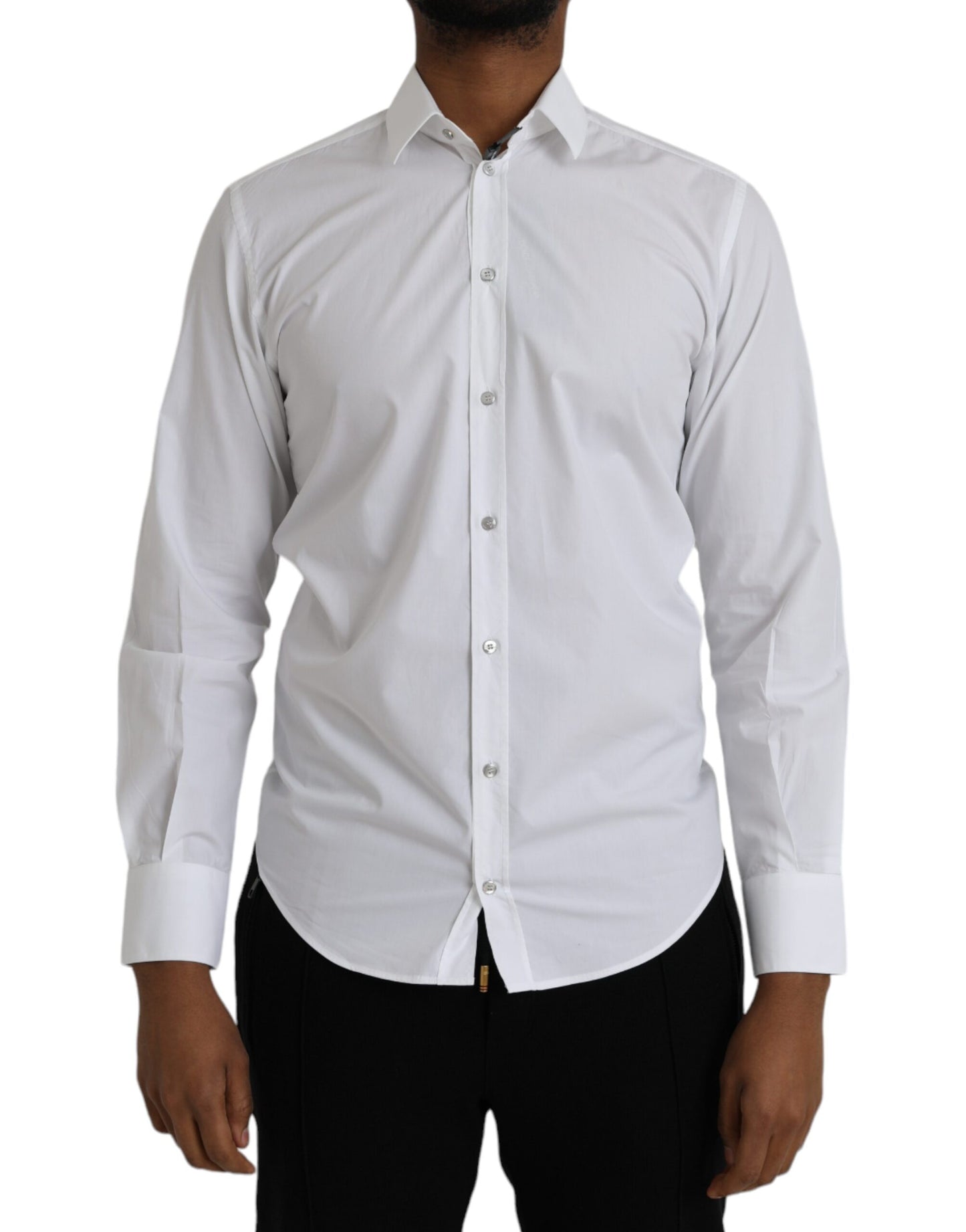 Dolce & Gabbana White Cotton Long Sleeve Dress MARTINI Shirt