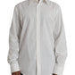 Dolce & Gabbana White Cotton Dress Slim Fit GOLD Shirt