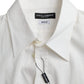 Dolce & Gabbana White Cotton Dress Slim Fit GOLD Shirt